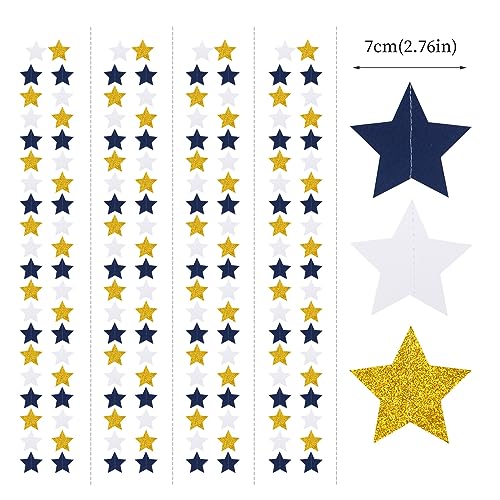 Image of Navy-Blue White-Gold Party-Decorations Birthday Garland - 62ft Twinkle Little Star Hanging Streamers Banner,Wedding Bachelorette Bridal Baby Shower Graduation Decor Hugtmr