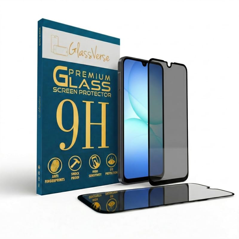 Image of GlassVerse Privacy Tempered Glass for Samsung Galaxy A17 5G | Anti Spy Screen Protector, 9H Hardness, Edge to Edge, Case Friendly, Hassle-less Installation Kit Included. (Pack of 2)