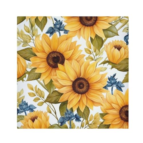 Bulletgxll Yellow Sunflower Cloth Napkins 20 x 20 Inch Washable Reusable Dinner Napkins Soft Table Dinner Napkins Cloth for Wedding, Parties, Dinner, Set of 6