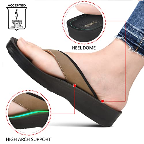 Image of AEROTHOTIC Comfy Arch Support flip flops for women Split Toe Stylish Cushioned Strap with non-slip footbed Walking Dressy Sandals Indoor and Outdoor