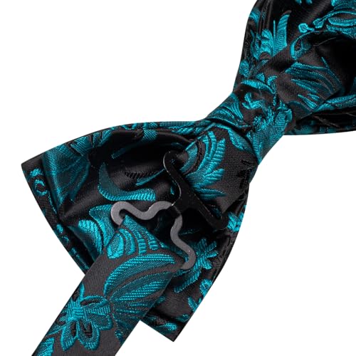 Image of Hi-Tie Bow Ties for Men Pre-Tied Pocket Square with Cufflinks Mens Bowtie Sets for Wedding Formal Party