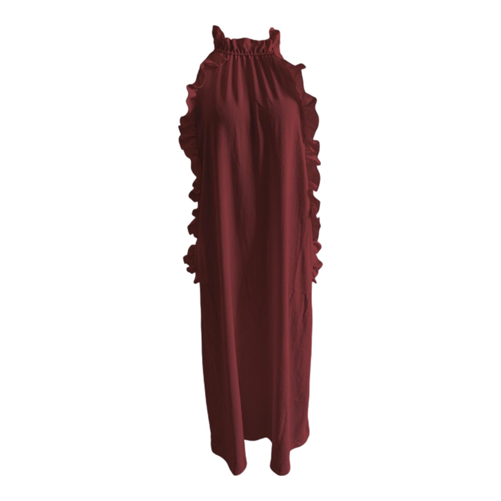 Générique Robe d'été Fluide sans Manches avec col volanté et Poches latérales, Coupe Amincissante pour Femme, idéale pour Les journées Chaudes et Les Sorties décontractées