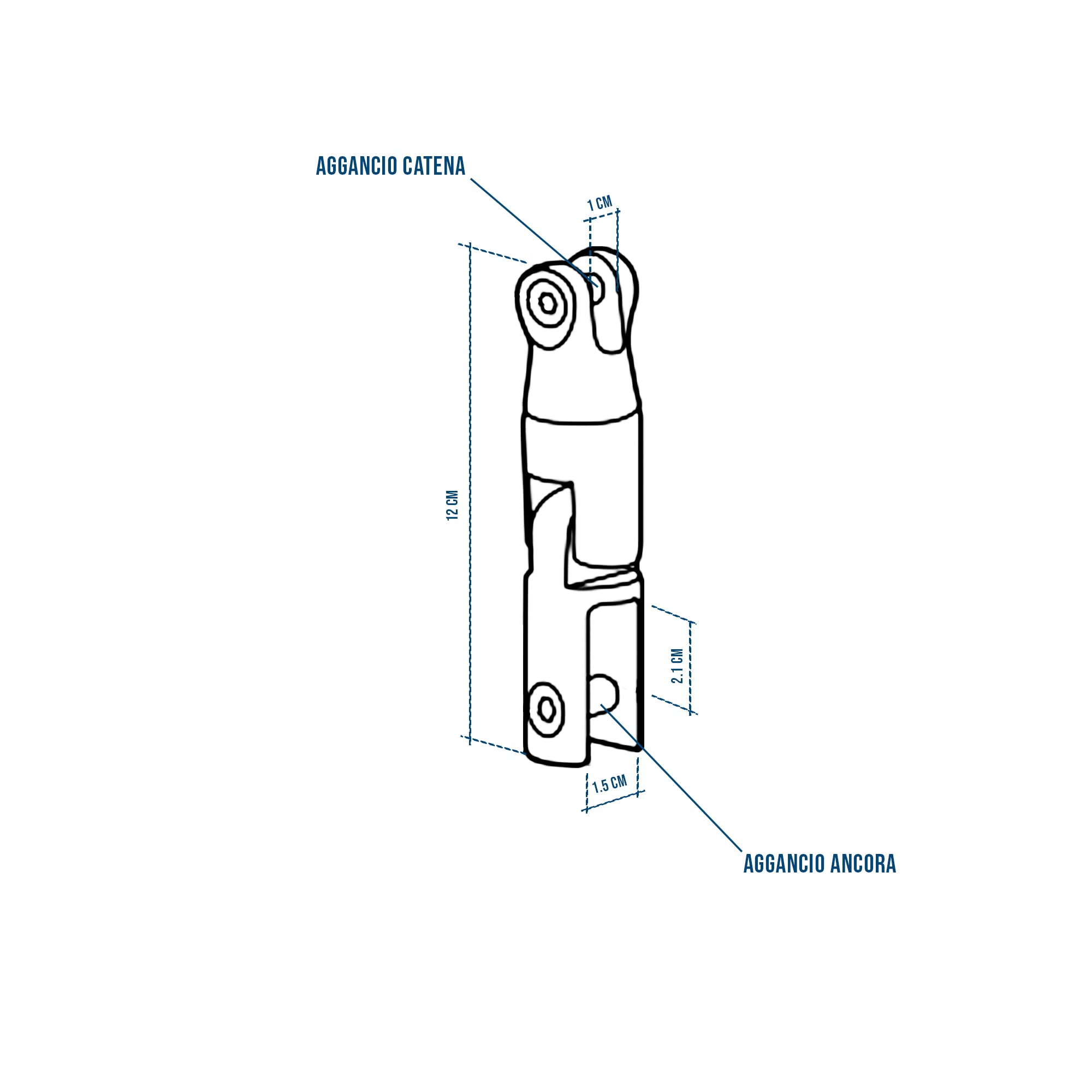 GATE14® Jonction pour Ancre à Double Articulation pour chaîne d'ancrage Ø 6-8 mm