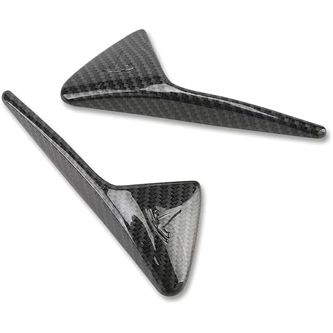Tesla Model X S 3 Y Side Camera Turn Signal Cover Glossy Carbon Fiber Pattern with Silver T Logo - 2 Covers & 4 T Stickers (Glossy Carbon Fiber) Cover