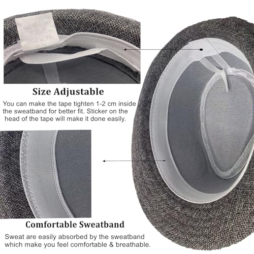 Image of 5 Pack Bulk Cuban Fedora Sun Hats Men with Adjustable Strap, Short Brim 1920s Unisex Party Costume Hats Women.