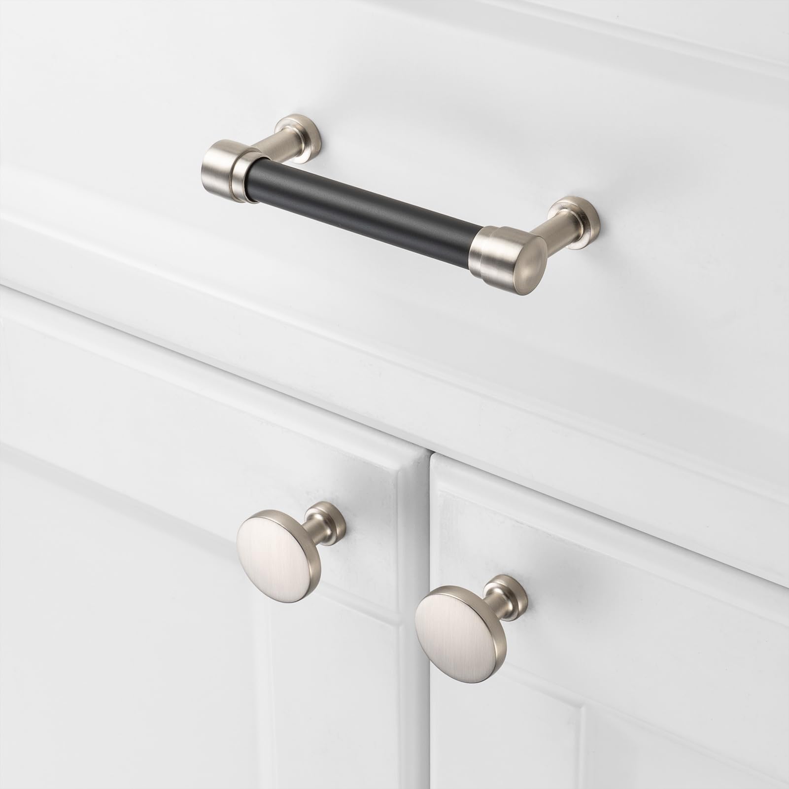 KOOFIZO Black Stepped Bar Cabinet Pulls - 10-Pack, 3.8" (96mm) Screw Spacing, 4.5" Long, Solid Metal Handles