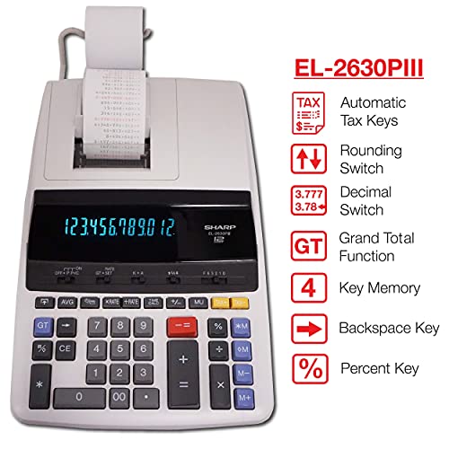 Sharp El2630Piii El2630Piii Two-Color Printing Calculator Black/Red Print 4.8 Lines/Sec #TOP1