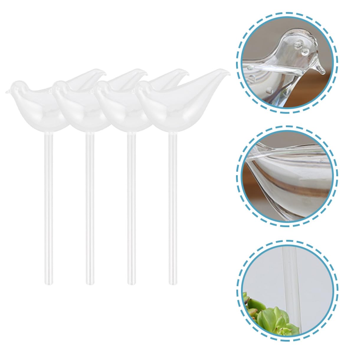 Hemobllo Globes D'arrosage Automatique en Verre Borosilicaté pour Plantes, 4 Pièces, Système D'arrosage Automatique pour Intérieur et Extérieur Lors de Voyages ou Festivals