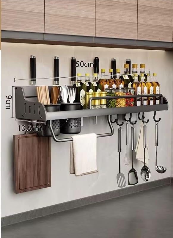 キッチンツールスタンド -キッチンラックナイフ 箸立て 水切り壁に取り付けられた箸置き多機能4 in 1キッチン収納ラックまな板スタ