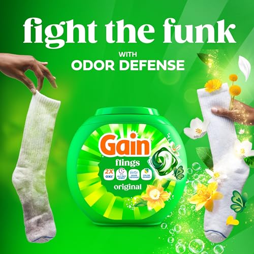 Gain Flings Liquid Washing Detergent Pods, Now with Odor Defense + Color Guard, Original Scent, 4-In-1 Liquid Laundry Detergent Pacs, Clean & Fresh, 112 Count (Packaging May Vary) - image 4
