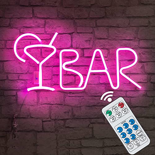 GUOCHENG Neon BAR-Illuminated Marquee Sign LED Alphabet Word Sign Decorative Nightclub Neon Lights, Pre-Lit Pub Bar Sign Light Bar Accessories for Home Pub(Pink)