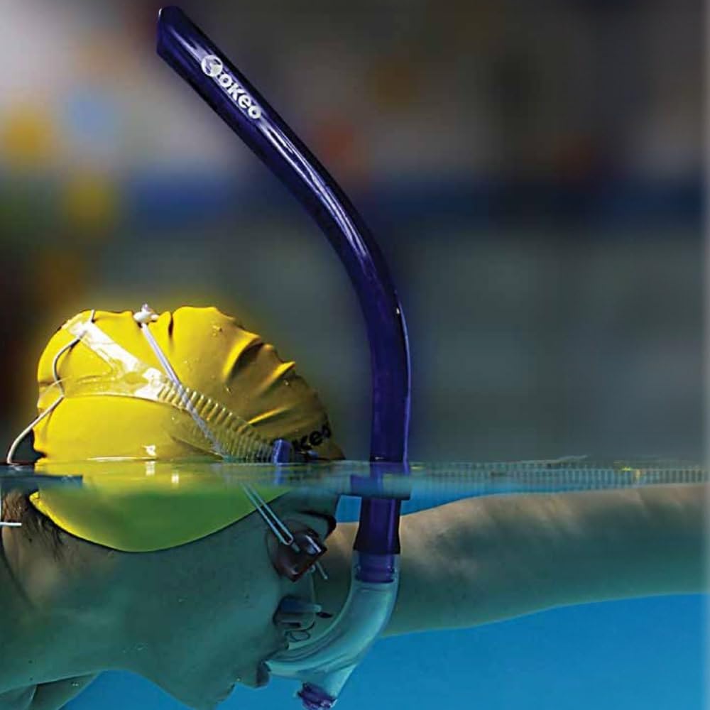 Boccaglio Frontale per il Nuoto, Attrezzatura per Nuotatori Adulto l'allenamento con lo Snorkeling in Piscina, Snorkel con Montaggio Centrale, Valvola di Spurgo - 4