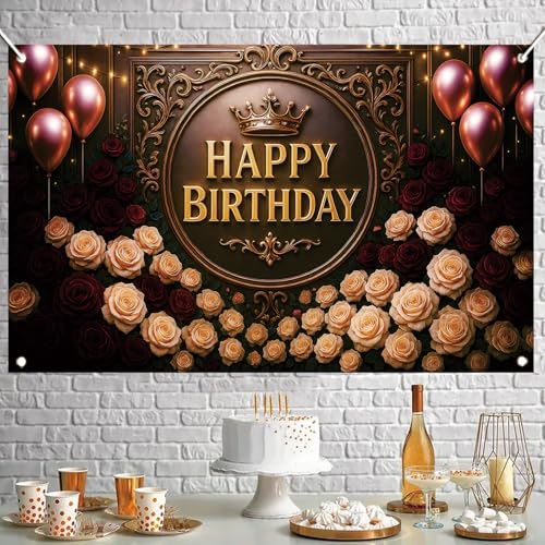 Fondo fotográfico cumpleaños coronas rosas rojo 71x43 pulg miniatura 6