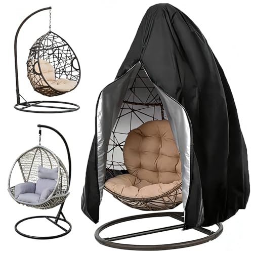 Hängesessel Abdeckung Outdoor Hängesessel Schutzhülle mit Reißverschluss Kordelzug 210D Oxford Schutzhülle Wasserdicht Winterfest für Hängestuhl Hängekorb Schwingsessel