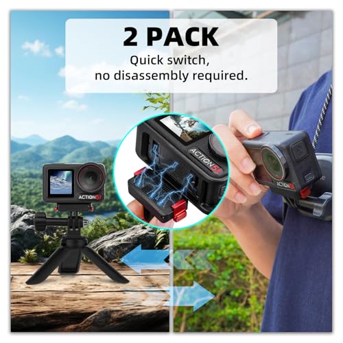 Image of BRDRC 2 Pack Magnetic Quick Release Adapter Mount for DJI Action, Expansion Base with 1 /4 Screw Hole for Go Pro Adapter Compatible with DJI Osmo 360, Action 5 Pro 4 3 Accessories