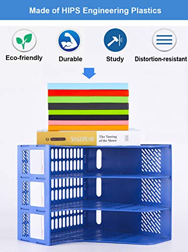 Leven Sturdy Magazine File Holder Desk Organizer File Folder for Office Organization and Storage with 3 Vertical Compartments, File-Storage-Organizer-Magazine-Holder
