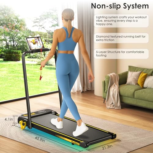 Image of Walking Pad with Incline Portable Treadmill with Handle Bar for Home Office Under Desk Use Small Space Treadmill