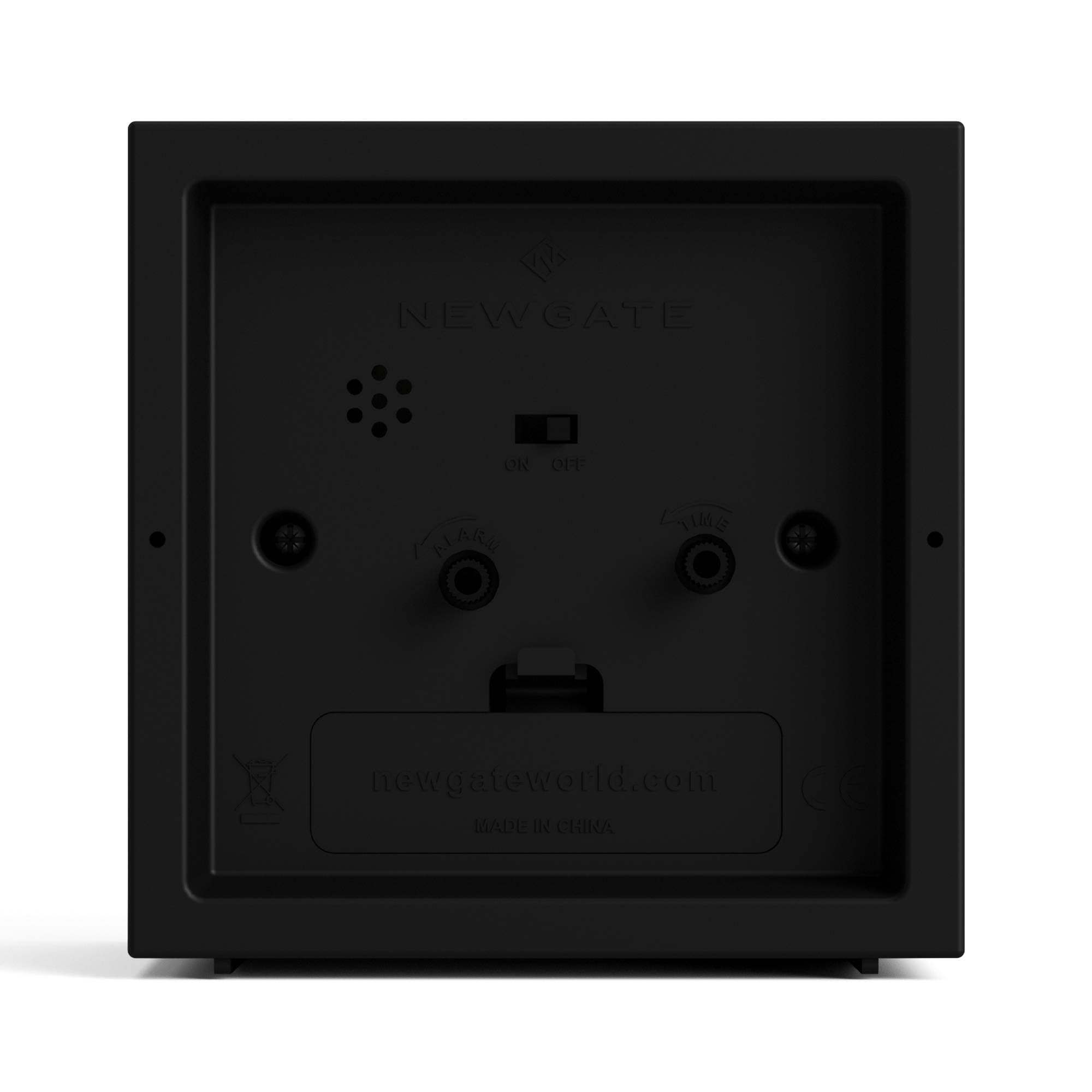 NEWGATE® Cube Despertador | Alarma Retro con Forma de Cubo con diseño | Negro | Ideal para mesilla, Escritorio, estantería y repisa | Accesorio Retro de Dormitorio y Oficina de Mediados de Siglo