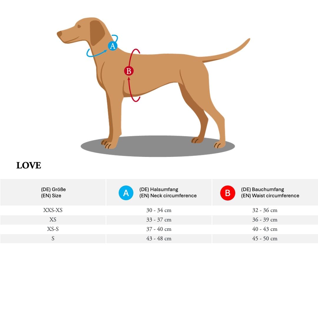 Hunter Hundegeschirr Love, Farbe: rot, weiches Rindsleder, atmungsaktive Mesh-Polsterung, Herz handgenäht, hoher Komfort, Made in Germany, Größe: XS
