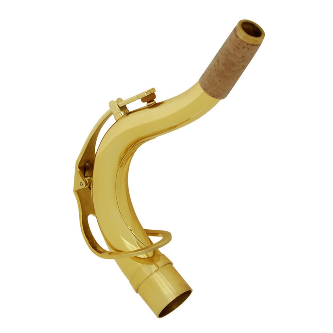 Manche de Saxophone Ténor Incurvé 27, 5mm en Laiton Plaqué Argenté