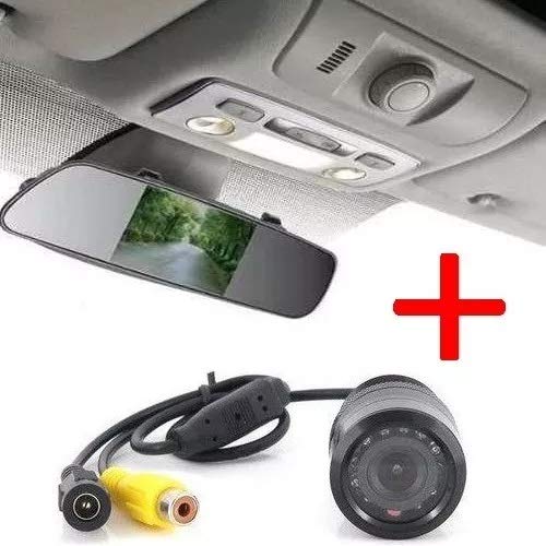 Kit Espelho Retrovisor Com Tela E Câmera De Ré Com 10 Led