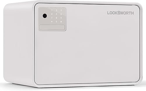 Caja fuerte biométrica para el hogar, 0.6 pies cúbicos de apertura automática de huellas dactilares con pantalla táctil, sistema de alarma y estante