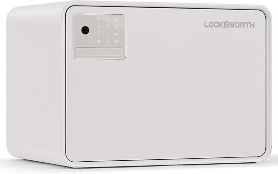 Biometric Safe for Home, 0.6 Cube Feet Auto-Open Fingerprint Safe with Touch Screen, Alarm System & Removable Shelf, Small Money Box for Cash, Jewelry, Documents, Home Office Use,White