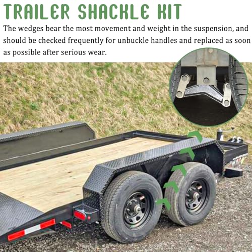 Image of Trailer Shackle Kit 7-3 /4 inch 256L with Equalizer for Tandem Axle, Fits 3,500-5,200 lbs Axles, Heavy Duty Leaf Spring Suspension Kit with Bolts, Bushings & Lock Nuts for Utility Boat RV Trailer