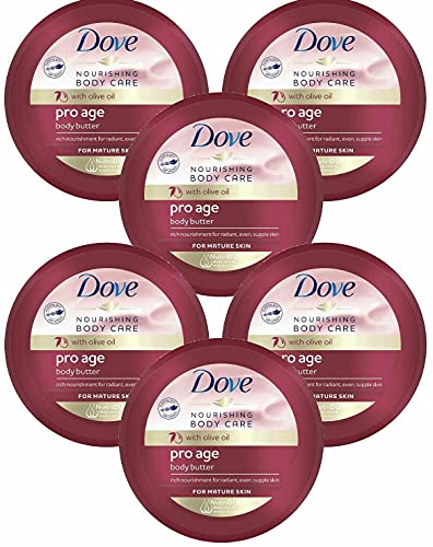 6 Pack of 250ml Dove Nourishing Body Care Pro Age Body Butter with Olive Oil
