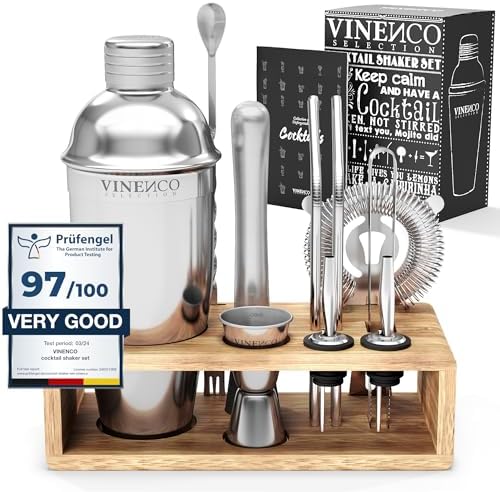 Cocktail Shaker Kit avec Support + Livre Cocktail + d'Accessoires...