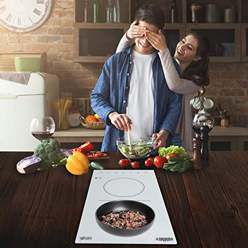 Summit Appliance Cr2B15T2W 115V 2-Burner Radiant Cooktop In White Ceramic Schott Glass Surface With Digital Touch Controls, Automatic Shutoff, 9 Power Levels, Designed For Built-In Installation #TOP2