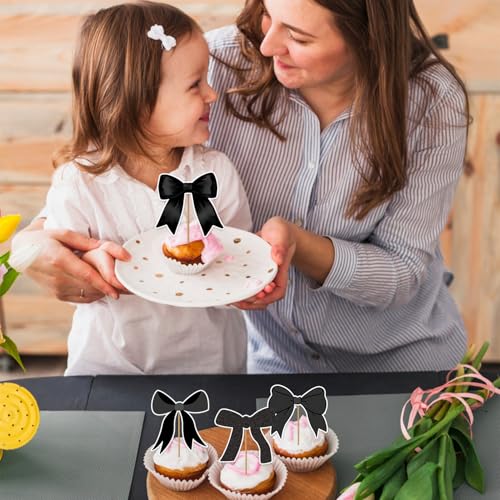 Decoración de Pastel de Lazo Negro que Soluciona la Mesa de Postres de Bodas 4