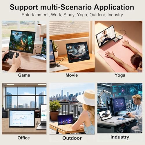 Image of PJGCWB 15.6 inch Portable Monitor 1366 * 768 HD USB-C HDMI Second External Monitor for Laptop,PC,Mac Phone,PS,Xbox,Swich,IPS Ultra-Thin Zero Frame Gaming Display(Inches, 15.6)