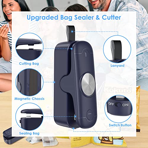Oeop 2-Pack Mini Bag Sealer, 2 In 1 Heat Sealer & Cutter Battery Powered, Vacuum Sealer Portable Handheld Bag Resealer Kitchen Gadget Machine For Food Chip Bags Storage (Battery Included) #TOP2