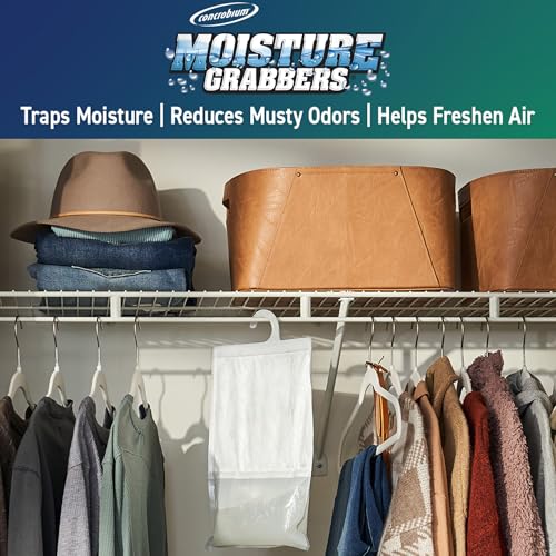 Concrobium 378488 Moisture Grabbers, 3-Pack 17.5 oz Spring Breeze Pouches, Anti-Leak Gel Technology, Covers Up to 350 cu ft.