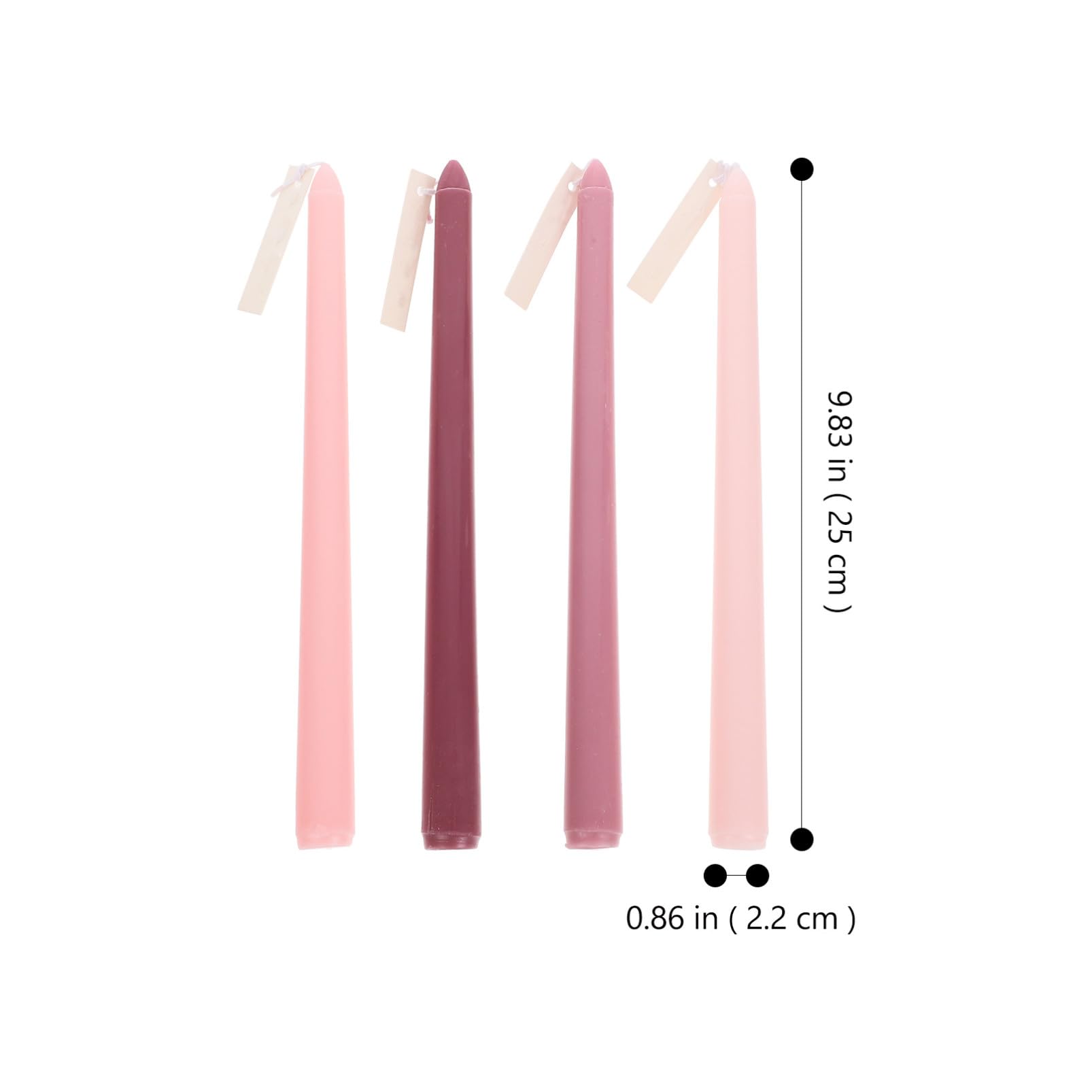 IMIKEYA Candele Profumate a Palo lungo Sfumate Rosa, senza Fumo Ecocompatibili, per Decorazione Romantica e Cena, Set da 4 Pezzi