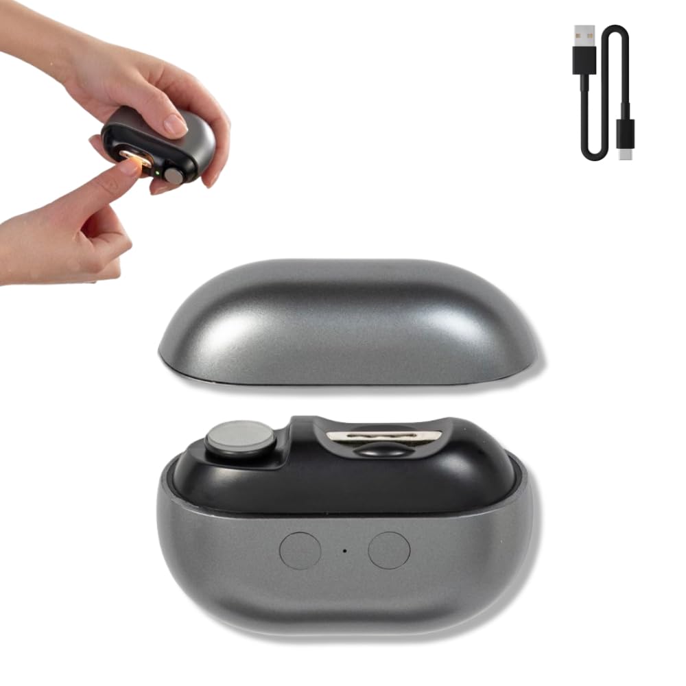 EUROtops Nageltrimmer mit LED, Feile/Polierfunktion, elektrischer Nagelschneider für Fingernägel, 2 Leistungsstufen, Akku, USB, präzise Nagelpflege, Nail Clipper/Nagelknipser, grau