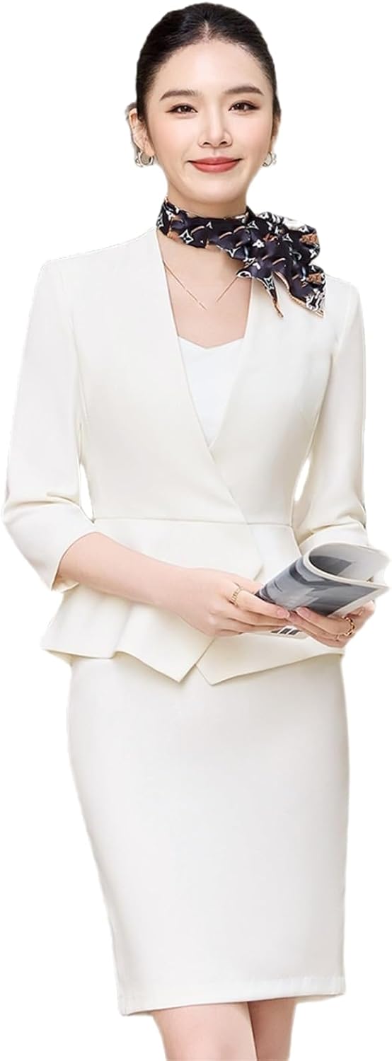 Summer Medium Sleeve Short Blazer Set Women's Office Two Piece Suit