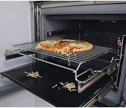 NoStik Adjustable Oven Rack : Extendable Oven Shelf : Universal Fit : Teflon Non Stick Baking Sheet : Oven Liner Protector