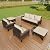 PCSXDSW 7 Pieces Patio Furniture Set, Outdoor Conversation Sets with Footstool, Wicker Rattan Sofa Couches Chairs Ottomans for Porch, Poolside, Deck, Balcony, Backyard, Yard, Garden (Beige Cushions)