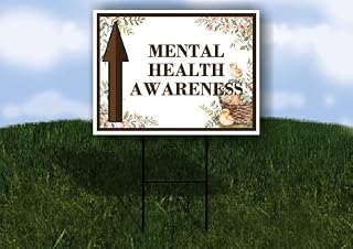 Mental Health Awareness Easter Spring Vintage Chicks Eggs Basket Brown Up Arrows Single Sided 18x24 in. Yard Road Sign w/Stand