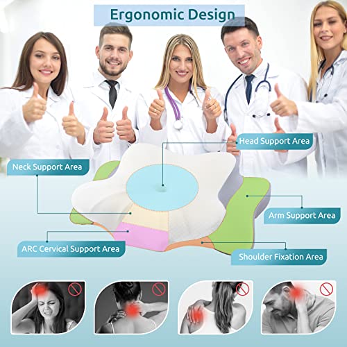 DONAMA Cervical Pillow for Neck and Shoulder,2Pack Contour Memory Foam Pillow,Ergonomic Neck Support Pillow for Side Back Stomach Sleepers with Pillowcase by DONAMA - Image 3