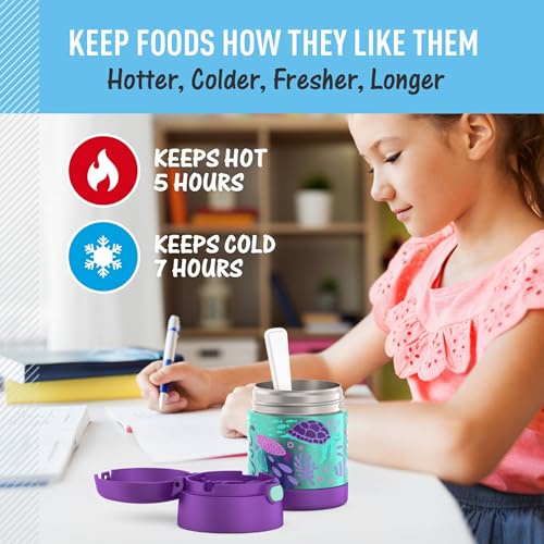 Image of THERMOS FUNTAINER Insulated Food Jar, 10 Ounce, Kid Friendly Food Jar with Foldable Spoon, Ocean Pals