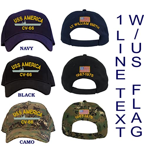 Gorra bordada personalizada USS America CV-66 azul marino miniatura 3