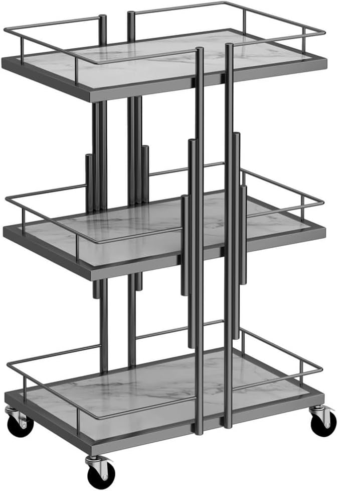 Beauty Rolling Cart Mobile Salon Trolley Cart with Wheels,Esthetician Beauty Salon Cart Trolley Stand for Spa,Mobile Storage Organizer for Beauty(Nero)