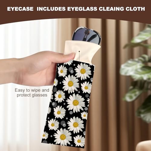 Image of Anikathy 2Pcs Sunglass Eyeglass Glasses Case Soft PU Leather with Cleaning Cloth Cute Glasses Pouch Bag for Men Women Girs
