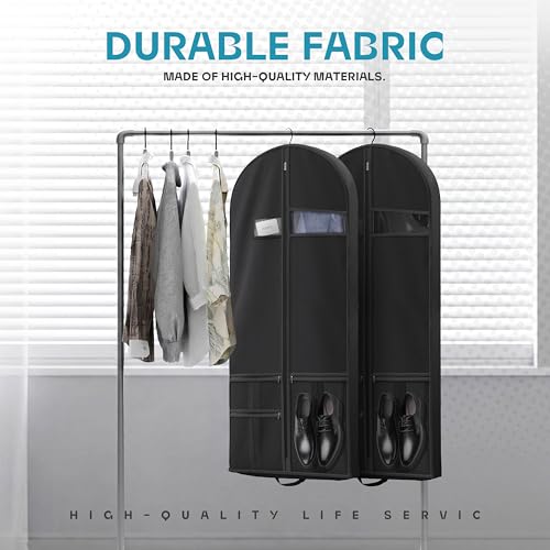 Image of Lazebox 54 inch Travel Garment Bag with Accessories Zipper Pocket, Heavy Duty Suit Bag for Suits, Tuxedos, Dresses, Coats, Black, 1 pack