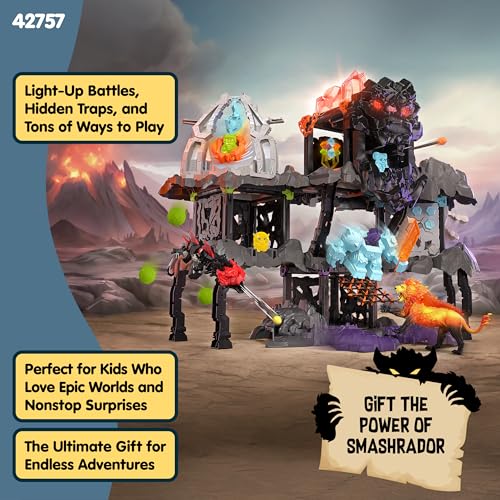 Image of Schleich Eldrador - 119PC Smashrador Master Cave Fortress BattleCave Playset - Light Up LED Toy with 18 Battle Functions - with 4 BattleCaves and 6 Eldrador Creatures for Boys, Girls - Kids Ages 7+