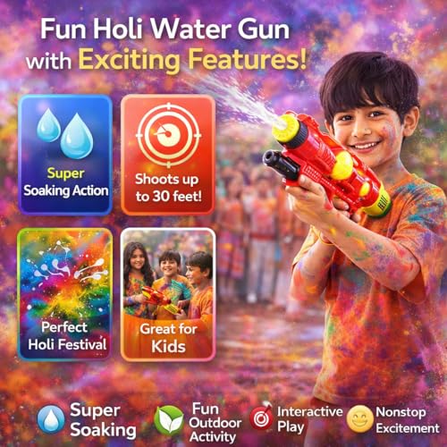 Image of Storio Holi Holi Pichkari Water Gun Toy for Kids with Upto 30Ft Range |High Pressure Mechanism Ideal Outdoor Toy for Pool & Beach Fun