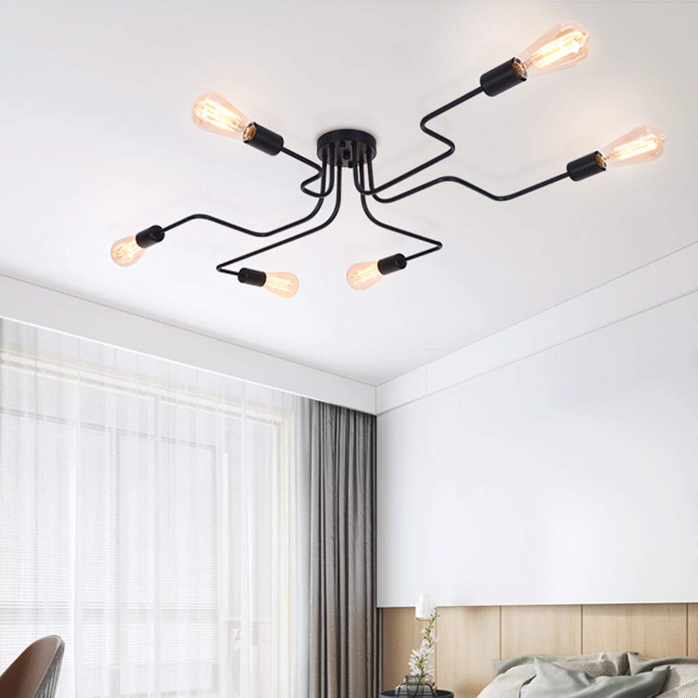 Oyipro Vintage Deckenleuchte 6 Flammig Deckenlampe Kronleuchter Licht Industriellampe E27 Lampenfassung Fur Wohnzimmer Schlafzimmer Esszimmer Flur Bar Cafe Restaurant Amazon De Beleuchtung